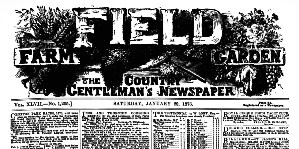 Photo of the Field newspaper form 29th January 1876
